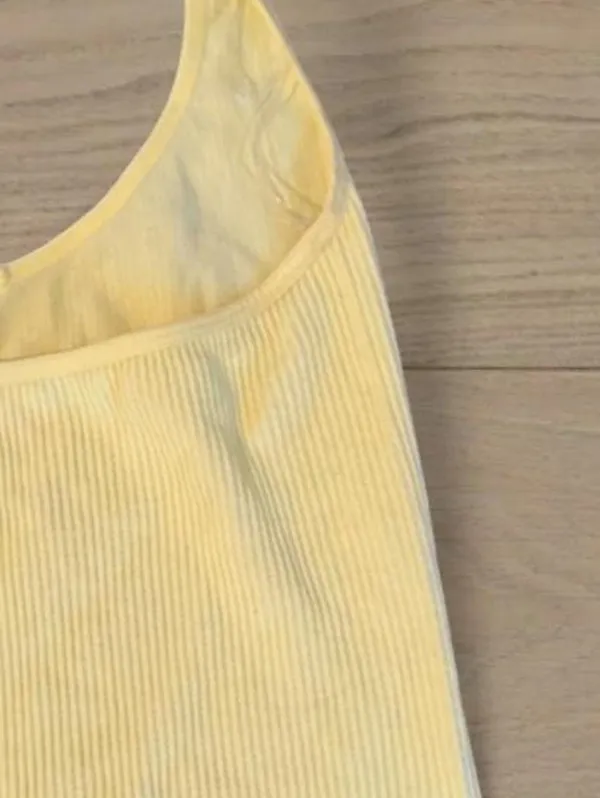 Suzette Collection Yellow Ribbed Halter Crop Top - Image 5