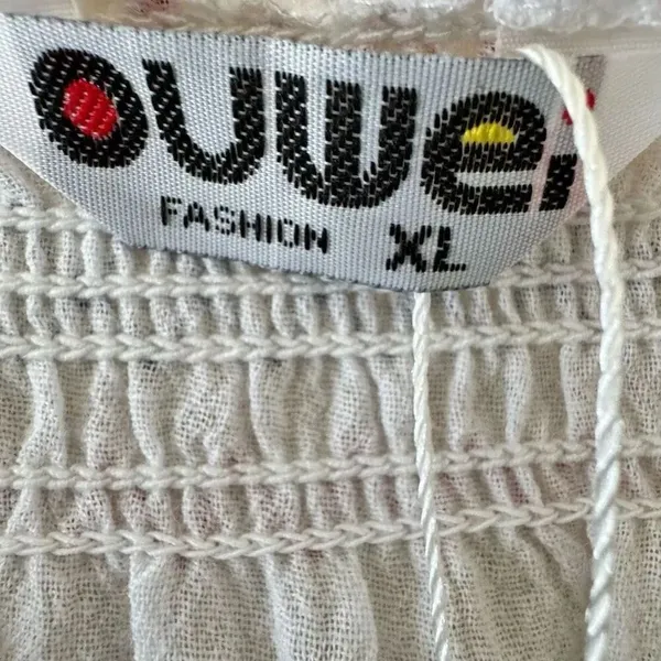 Ouwei White Red Black Embroidered Ethnic Festival Blouse SZ XL #2488 - Image 4