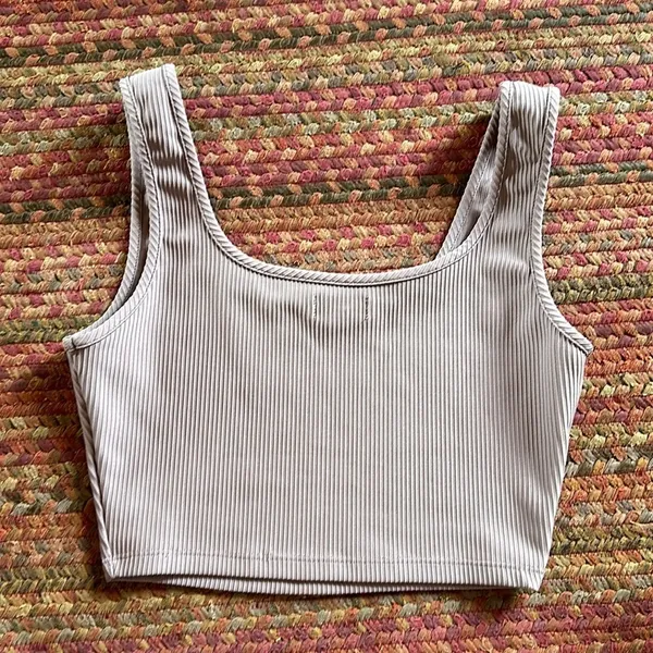 CROP RIBBED DUSTY LAVENDER PURPLE TOP - Image 3