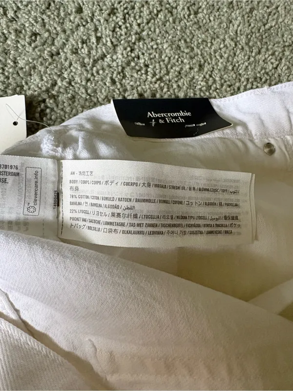 Abercrombie & Fitch The A&F Jort Curve Love Mid Rise Shorts NWT Size 36 White - Image 10