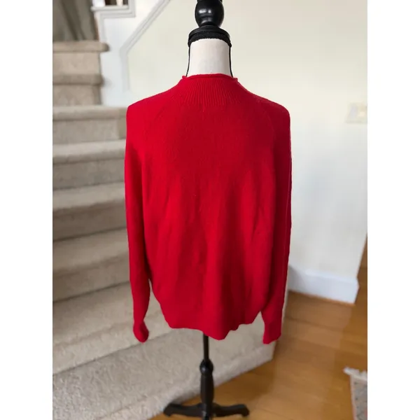 J.Crew Red Merino Wool Blend Roll Neck Long Sleeve Sweater - Image 4