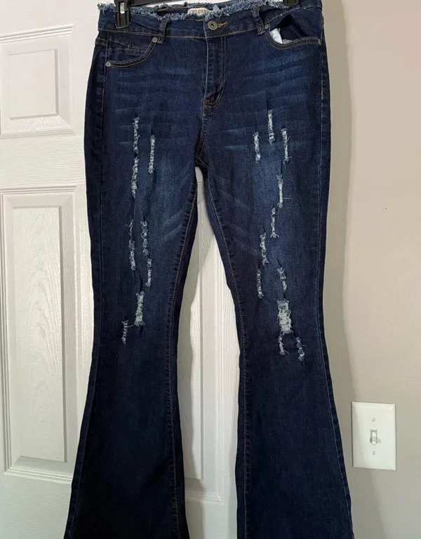 Celebrity Ace Ribbed Y2K Denim Jeans Bell Bottom Flare - Image 5