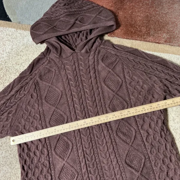 Edikted Cable Knit Pullover Hoodie Women Medium Brown Coquette Dark Academia - Image 3