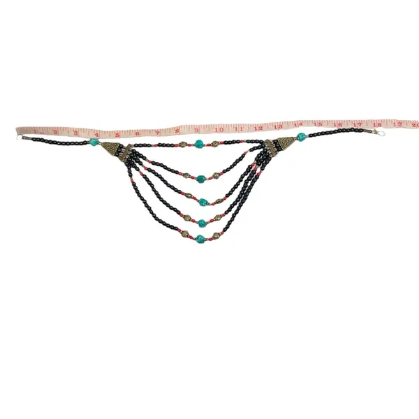 Faux Turquoise & Glass Beaded Multi Strand Layered Statement Bib Necklace - Image 8