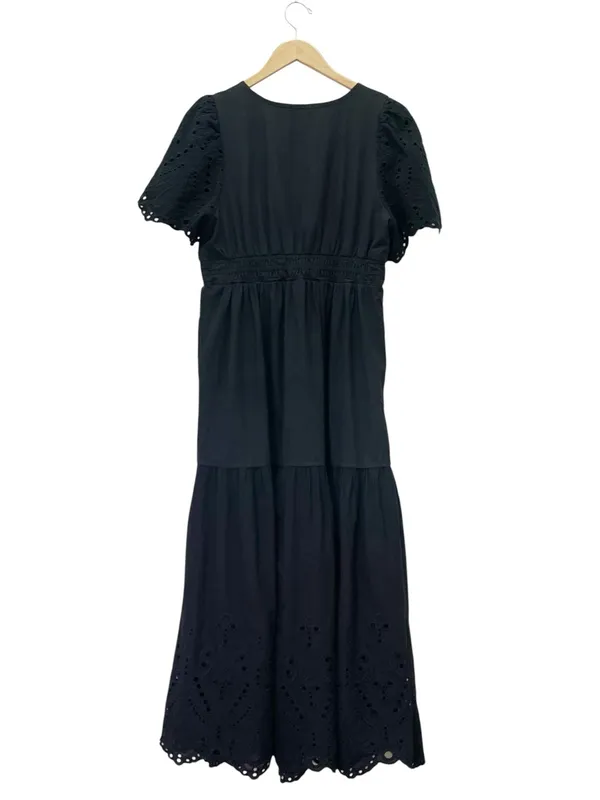 Baltic Born Annette Eyelet Tiered Midi Maxi Dress Black Sz L Puff Sleeve Cottage - Image 3