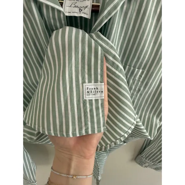 Frank & Eileen Barry Stripe Tailored Green White Button Down Shirt Cotton SZ‎ XS - Image 11