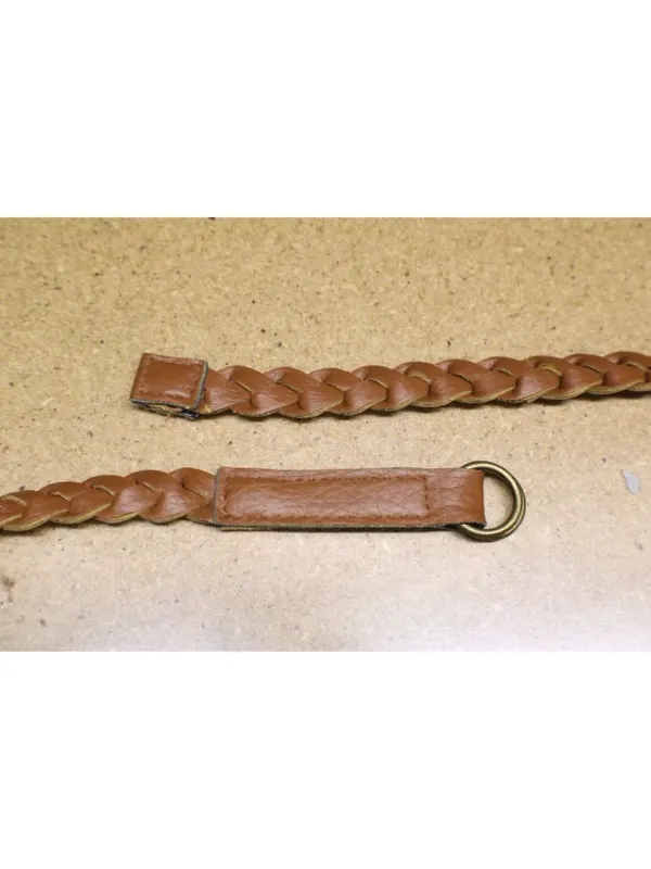 Brown Braided Vegan Leather Belt Thin w/ Ring Closure Boho Cottagecore Y2K Retro - Image 6