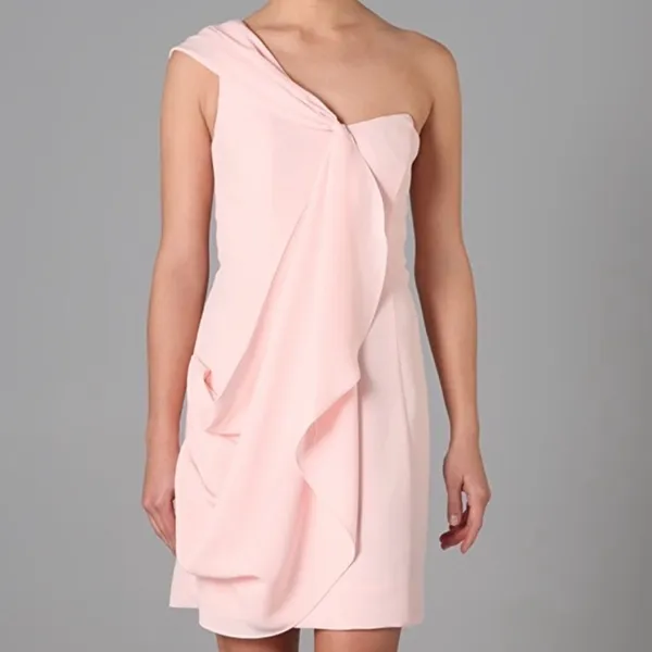 Shoshanna One Shoulder Draped Mini‎ Dress in Pink Size 0 - Image 11