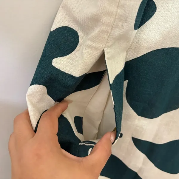 NWT Abercrombie & Fitch Linen Blend Abstract Mini Dress Green White S - Image 4