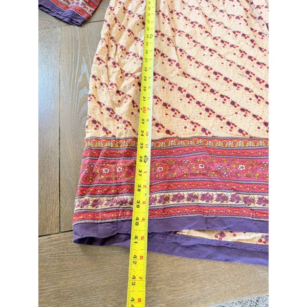 Matta Tunic Dress Womens Orange Purple Floral Block Print Small - Image 5