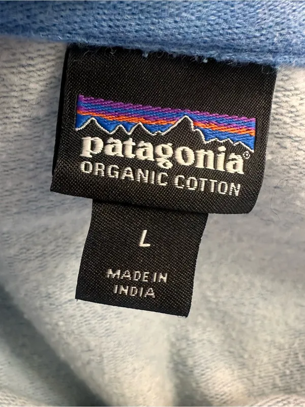Patagonia Blue 'Live Simply' Pullover Hoodie with Bicycle Graphic Women’s Large - Image 7