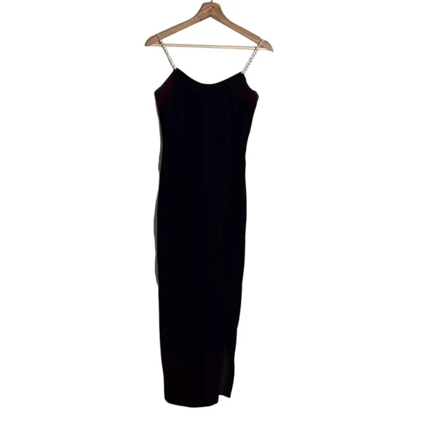 Vtg‎ Jessica McClintock ladies velvet purple dress beaded straps size 7/8 90s - Image 2