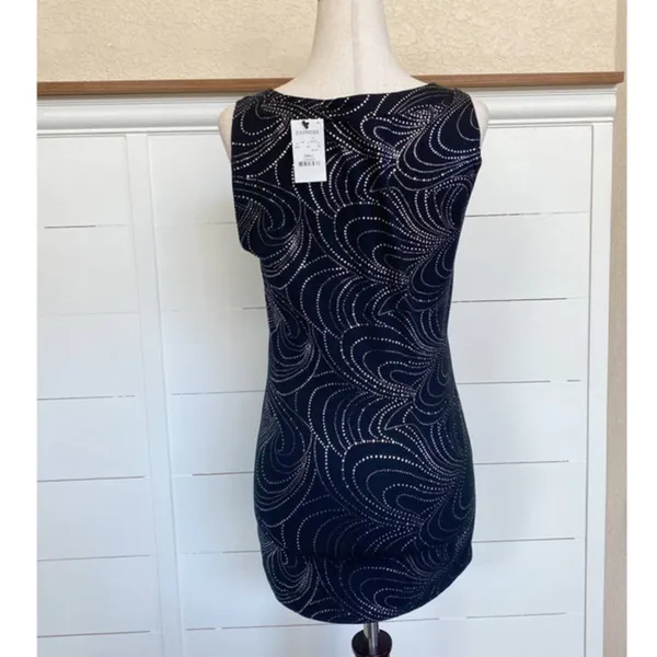 Express Glam Black & Silver Shimmer Sparkly Tunic Tank Stretch‎ Blouse -S NWT - Image 7