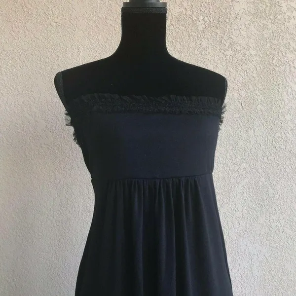 Maternal America Womens Dress Sz S Black Strapless Mesh Lace‎ Trim Maternity - Image 4