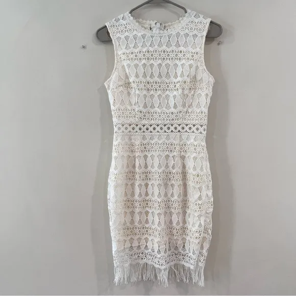 Lulus‎ Kenna White Crochet Lace Sleeveless Bodycon Dress MEDIUM - Image 8
