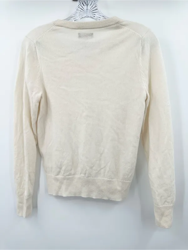 Quince Women's Ivory Mongolian Cashmere V-Neck Sweater Size Small - Image 3