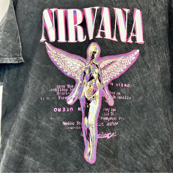 Nirvana Women’s In Utero Cotton Short Sleeve Graphic Tee Black Purple NWOT - Image 2