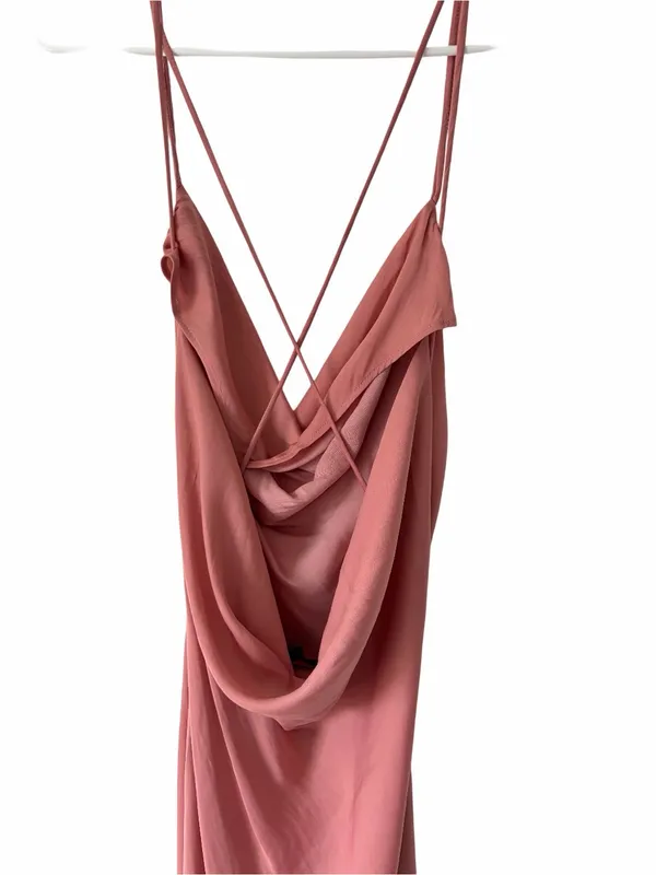 Michael Costello x Revolve Braxton Cowl Neck Slip Dress Side Slit Rose Pink Med - Image 6