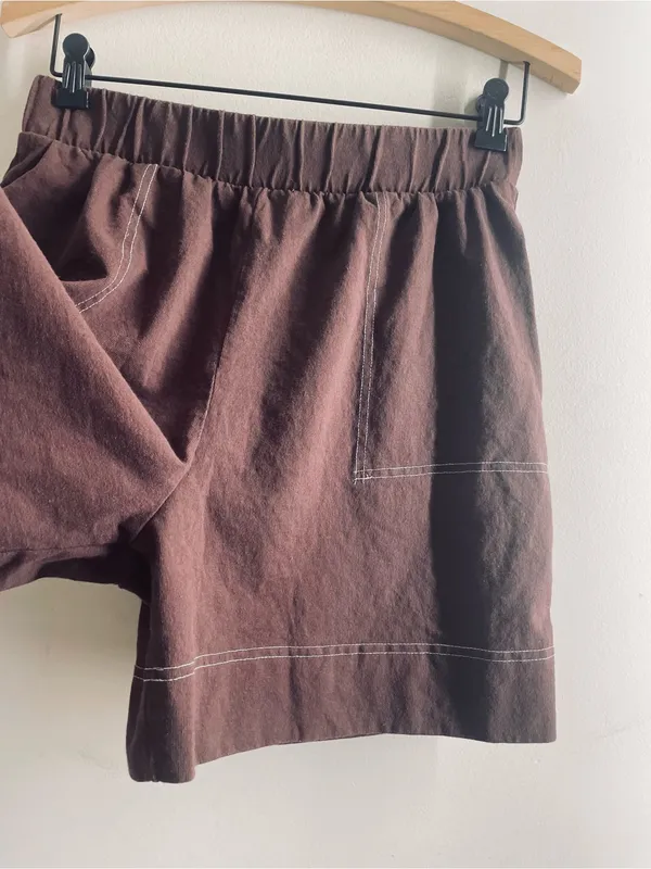Free People FP Beach Strada Pull On Shorts Brown Cotton Contrast Stitch S - Image 6