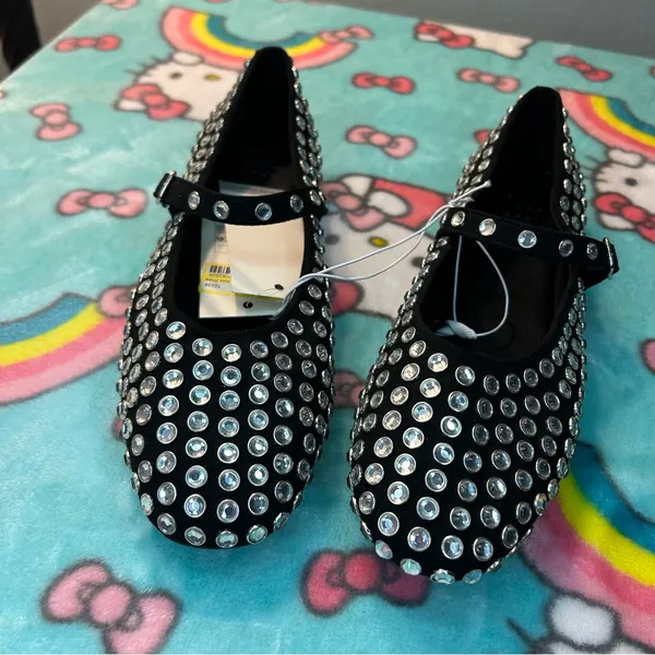 Issa Rhinestone Mary Jane Ballet Flats - A‎ New Day Black size 7 mcbling - Image 2