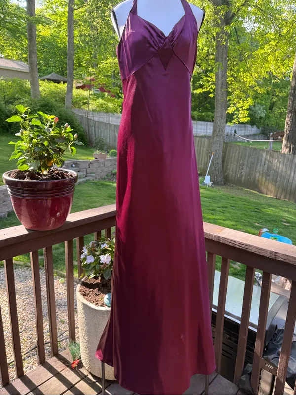 Aspeed Women's Formal Tube Dress Burgundy Satin XL X-Large - Image 2