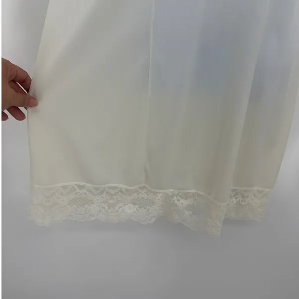 Vtg Lingerie Ivory Lace Trim Slip Dress Sz M Nightgown Coquette Fairy Cottage - Image 5