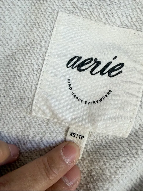 aerie Women’s Down To Earth Quarter-Zip Sweatshirt Oversized Pullover in Gray XS - Image 8