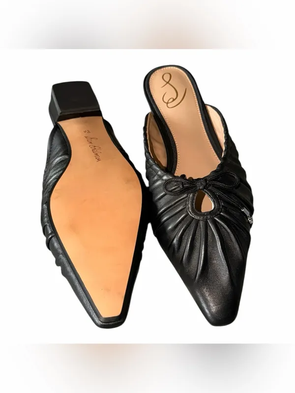 NEW Sam Edelman Women's Julia Ruched Pointed-Toe Flats Black 8.5 Leather - Image 8