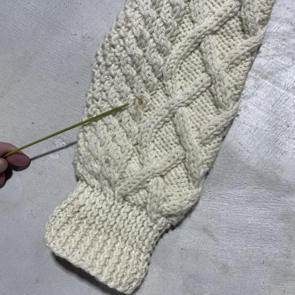Blarney Woollen Mills Aran Knit Sweater Cream Pure Wool Ireland Women's SZ M - Image 8