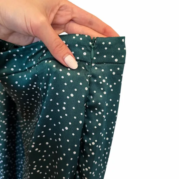 NWT Nasty Gal Green Polka Dot Satin Two Piece Set Crop Top & Wide Leg Pants - Image 5