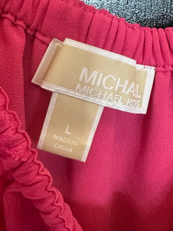 Michael Kors Sheer Fuchsia Off-the-Shoulder Blouse Large - Image 5