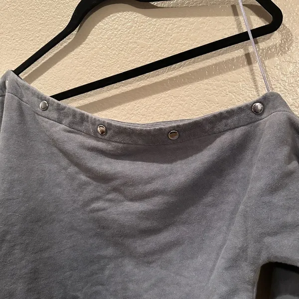 Jennifer Lopez Off-Shoulder Snap Asymmetrical French Terry Sweatshirt Cropped L - Image 3