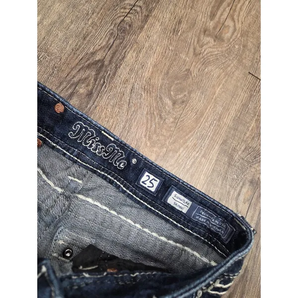 Miss Me Jeans 25 Dark Wash Low Rise Skinny Rhinestone Flap Pockets - Image 3