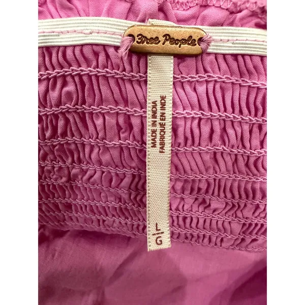 Free People Lilah Pink Pleated Tube Midi Dress Smocked Back Large - Image 7