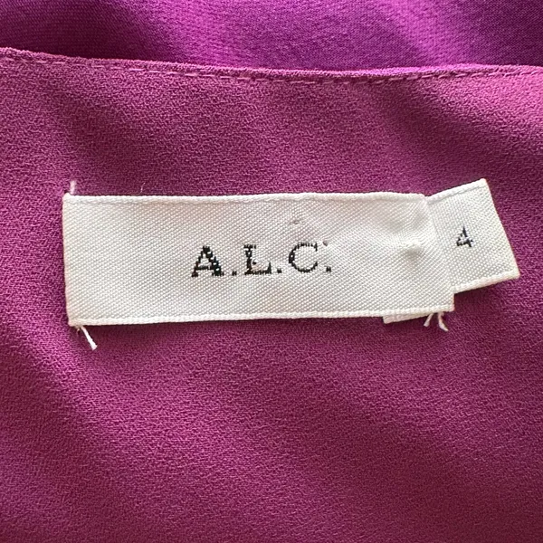 A.L.C. Harmon Silk Orchid Purple Draped Asymmetric V-Neck‎ Relaxed Fit Blouse 4 - Image 8