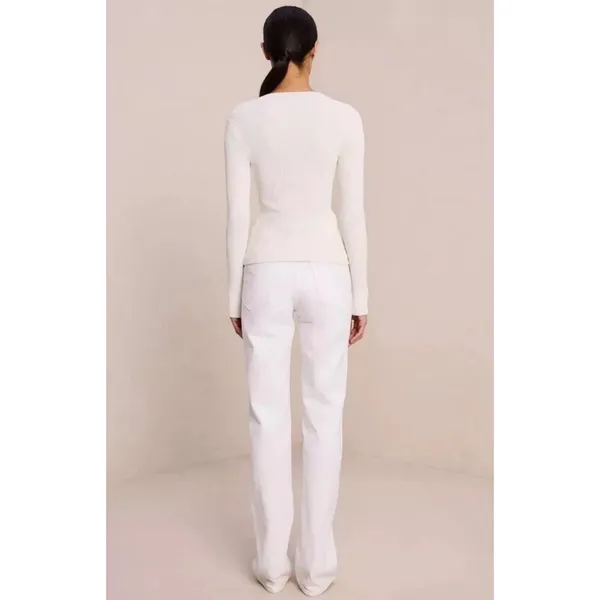 NWT A.L.C. Miller Rib Knit Cardigan White‎ Button Front V-Neck Sweater Small - Image 5