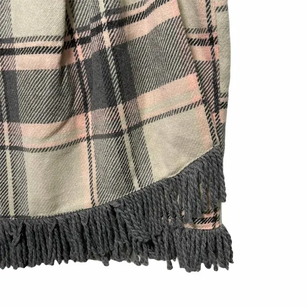 FOR CYNTHIA Skirt Wool Blend Faux Wrap Fringe Plaid Business Casual Office Large - Image 3