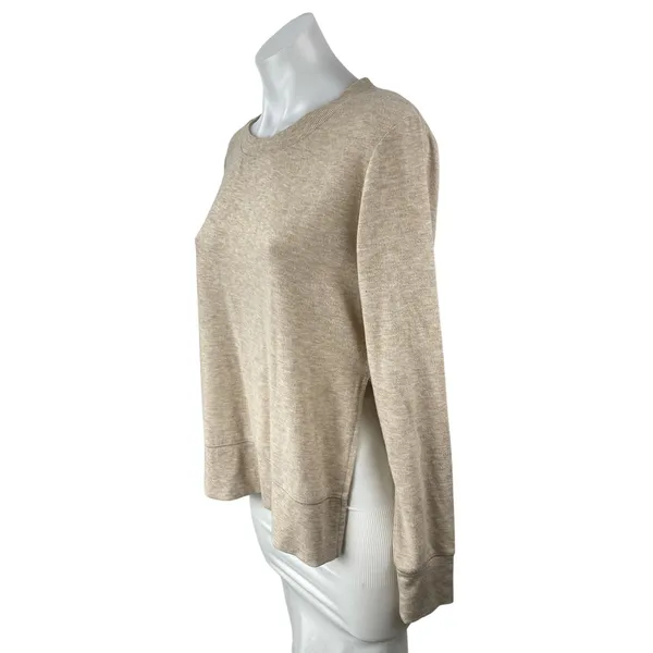 Alo Yoga Women's Beige Long Sleeve Side Slit Crew Neck Sweater Sweatshirt Top S - Image 3