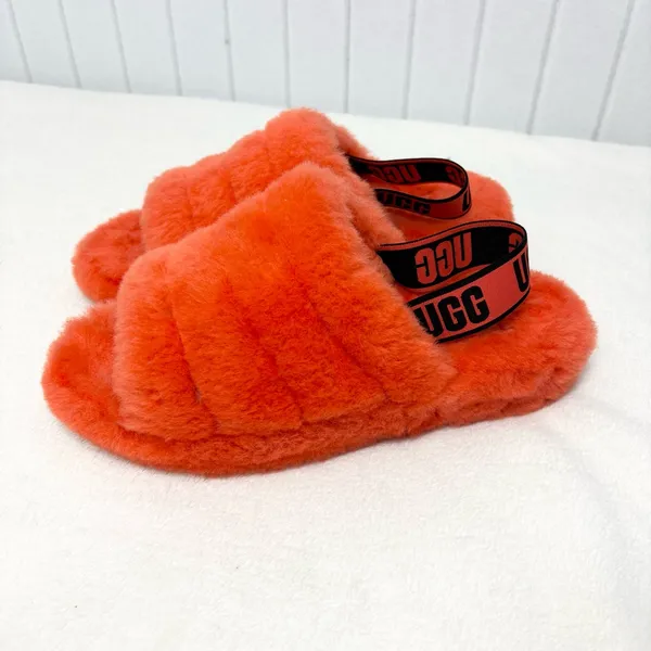 UGG Womens Fluff Yeah Slides Cali College‎ Slippers Sandal Shoe 1095119 Size 10 - Image 2