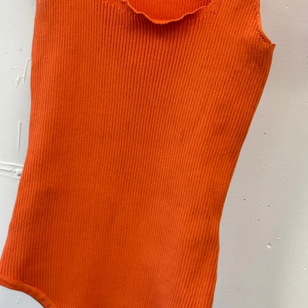 Happily Grey Women's Ribbed Square Neck Bodysuit Orange Size Small‎ Sleeveless - Image 3