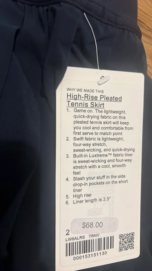 Lululemon High Rise Platted Tennis Skirt - New With Tags - Image 3