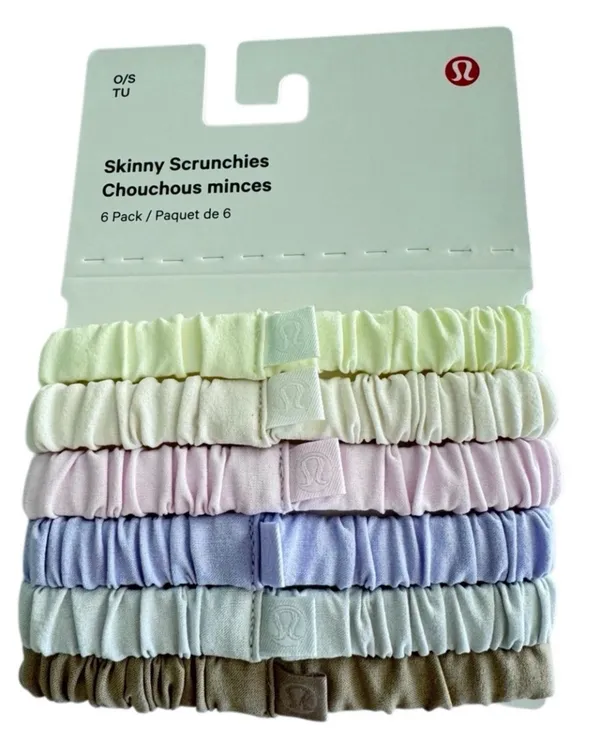 Lululemon Skinny Scrunchies 6 Pack Sheer Oak/Lt Ivory/Pink Org/Elix/Vapor/Lav Fr - Image 3