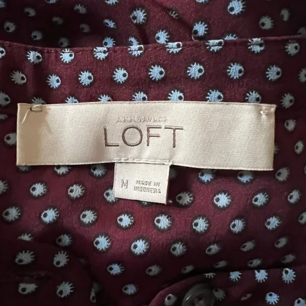 Ann Taylor Loft Burgandy Printed Shift Dress, M - Image 5