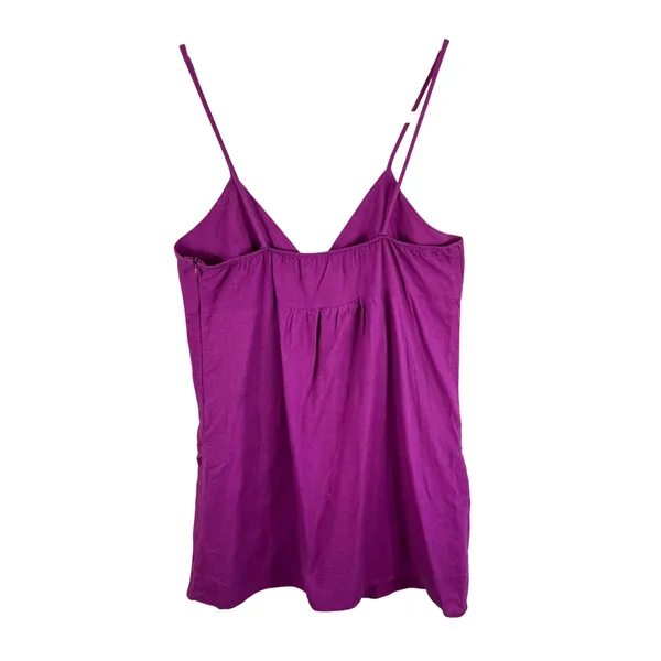 Tropical Wear Magenta Linen Rayon Babydoll Camisole‎ Top V-Neck Purple Beachy L - Image 2