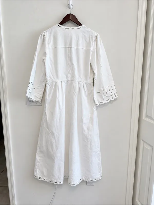 Magaschoni Embroidered Midi Dress in White Sz M - Image 3