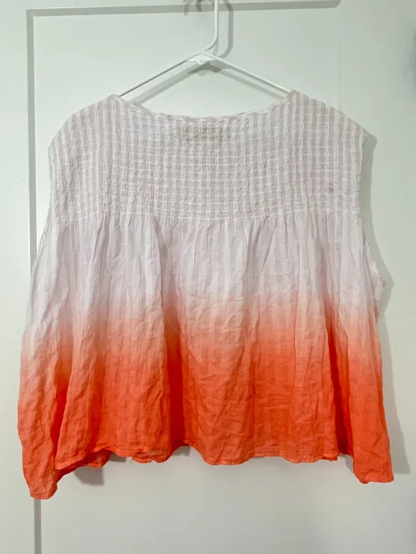 Free People Size Medium Pink Orange Ombre Smocked Dip Dye Tank Top NWT - Image 7