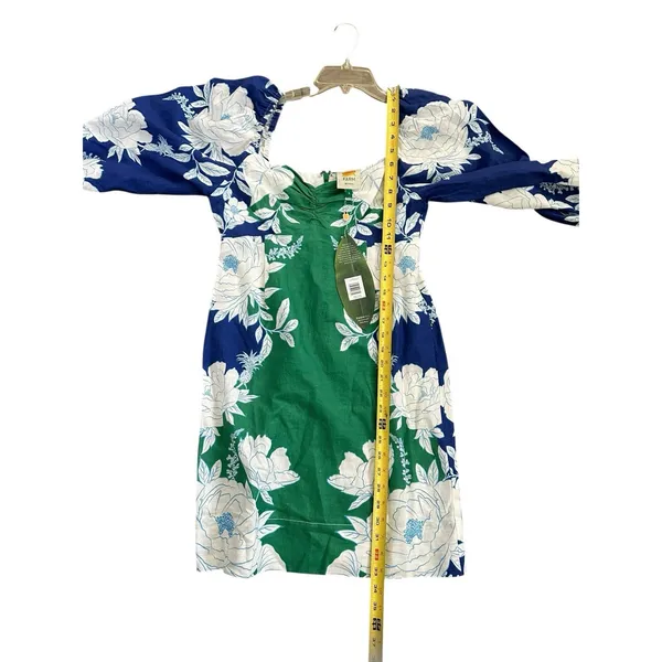 FARM Rio Soft Garden Linen-Blend Mini Dress Size Small Green Blue NWT - Image 5