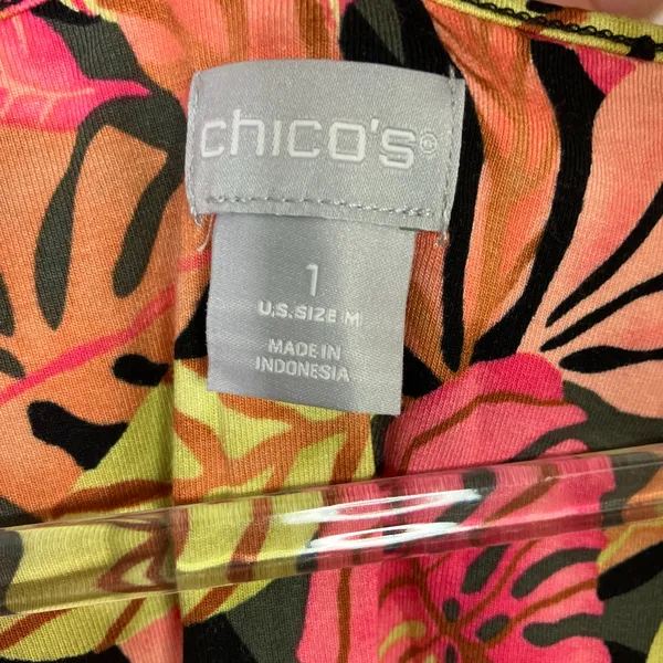 Chico's Tropical Leaf Rayon Tank Top Scoop Neck Chicos 1/ US Womens Medium - Image 3