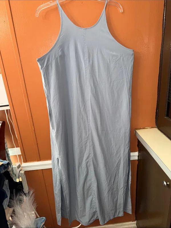 Athleta Hayes Pleated Maxi Dress in the color dusty blue - Image 3