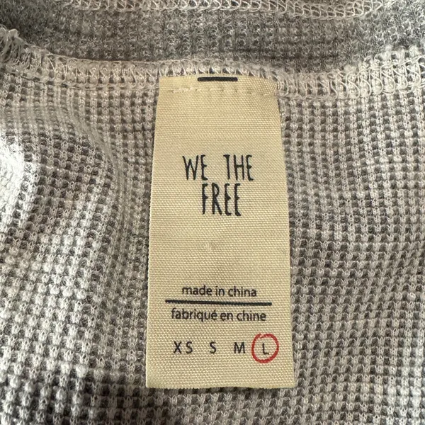 Free People Large Thermal Top We the Free Stretch V-Neck Embroidered Dolman Gray - Image 7